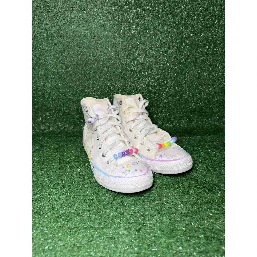 Converse CT All Star High Top Rainbow White Walking Sneakers Boys 3 Women Size 5